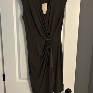 MICHAEL Michael Kors Green Midi Wrap Ruched Cocktail Dress